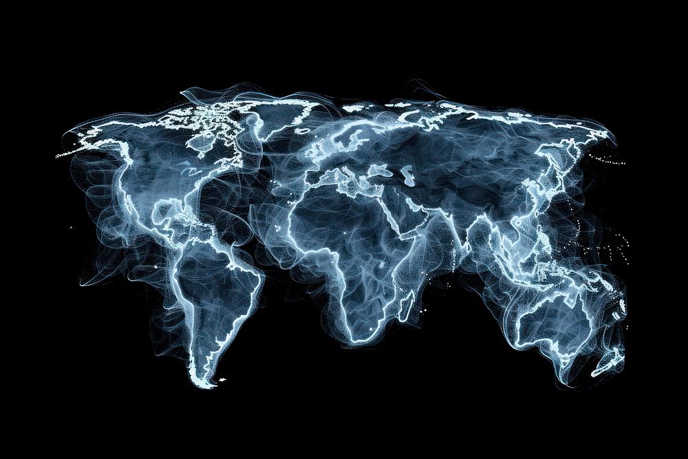 World map black background illuminated accessories.