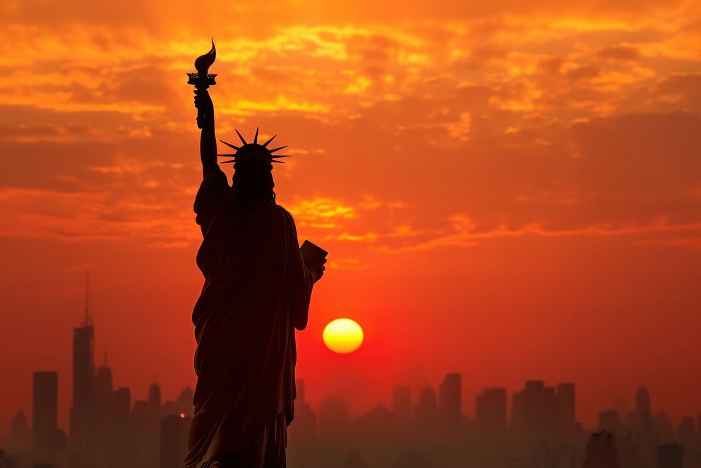 Statue of liberty silhouette photography sculpture landmark female.