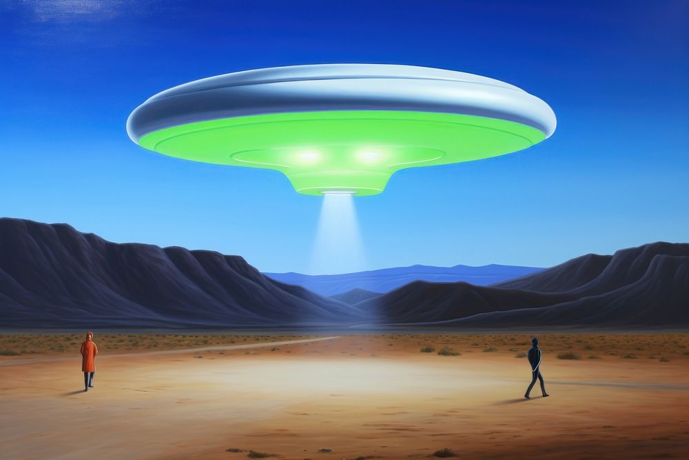 Illustration of ufo transportation outdoors aircraft.