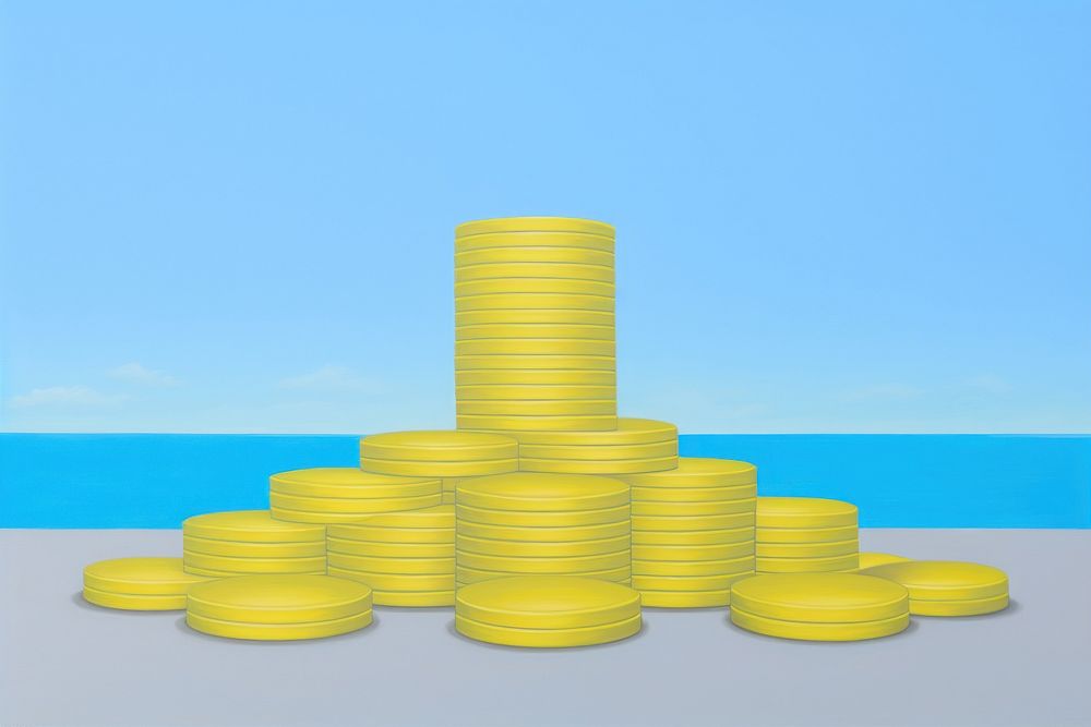 Illustration of stack of money coins medication pill.