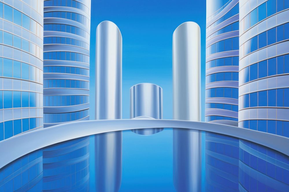 Illustration of a Reflective skyscrapers building office building architecture.