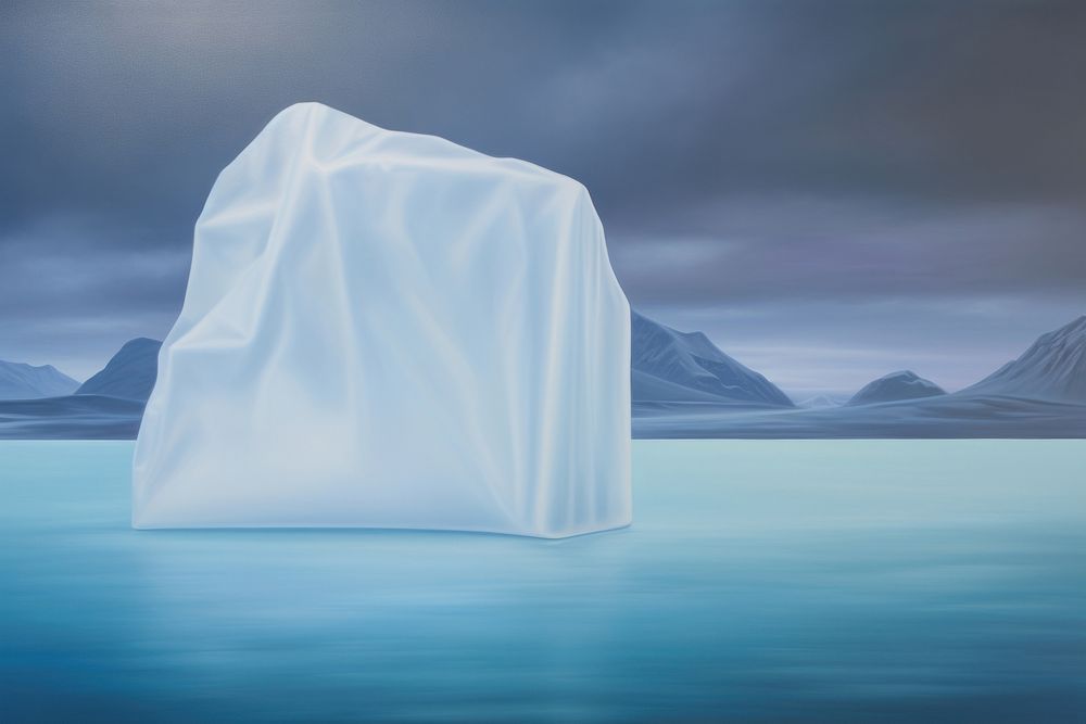 Illustration of a iceberg plastic bag outdoors wedding nature.