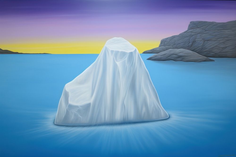 Illustration of a iceberg plastic bag outdoors wedding scenery.