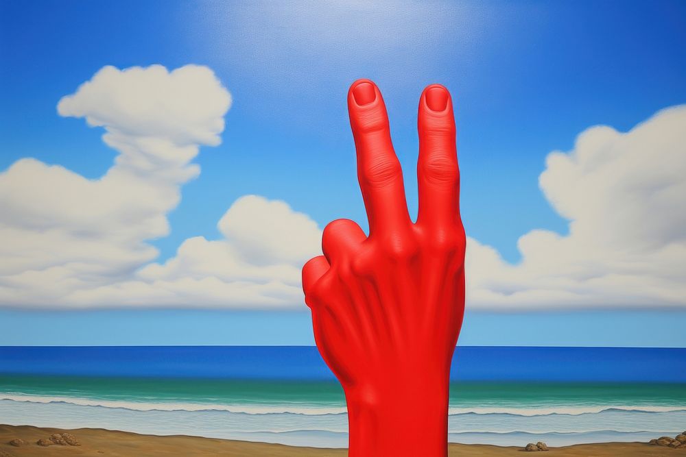 Illustration of hand thumb up shoreline outdoors clothing.