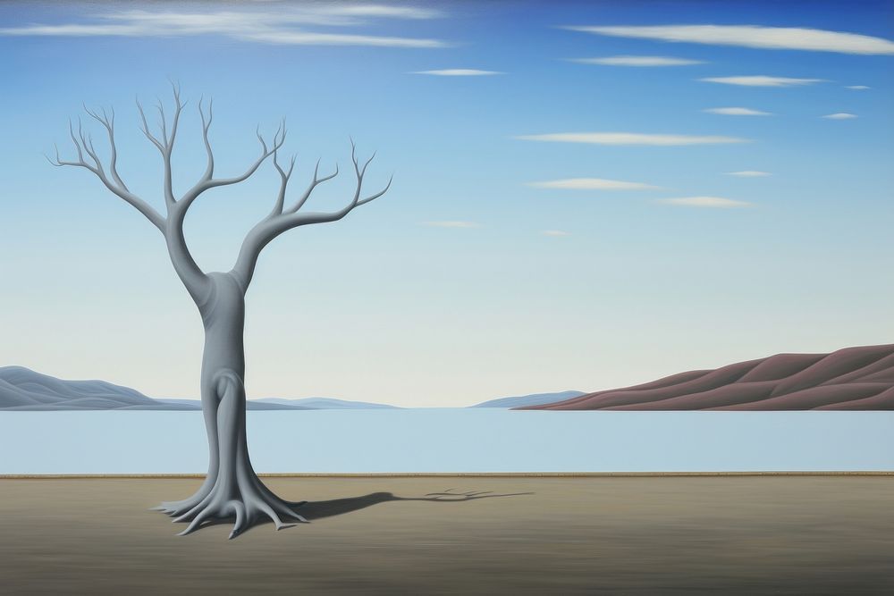 Illustration of dead tree dry ground painting art illustrated.