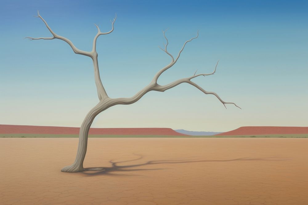 Illustration of dead tree dry ground kangaroo outdoors wallaby.