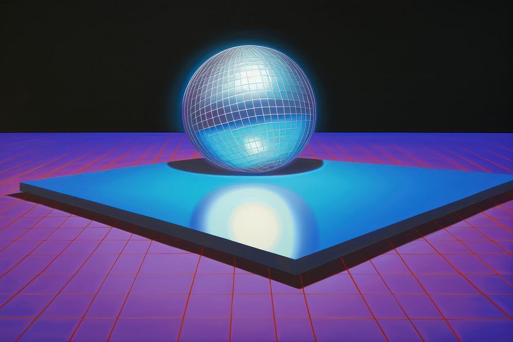 Illustration of a disco ball astronomy appliance outdoors.