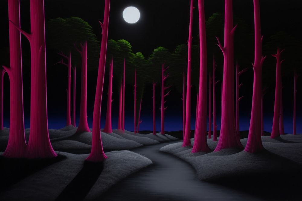 Illustration of dark night forest art astronomy outdoors.