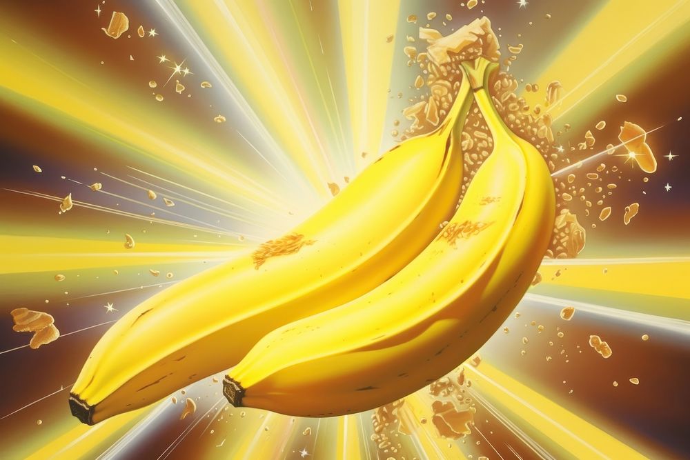 Airbrush art of a banana produce fruit plant.