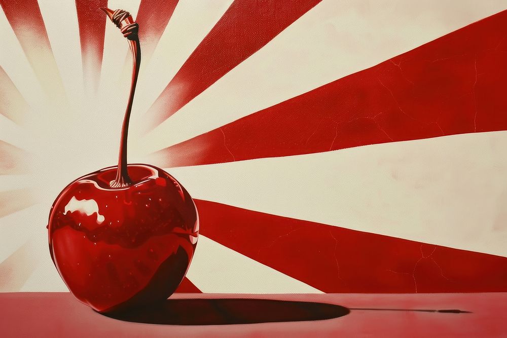Airbrush art of a cherry produce ketchup symbol.