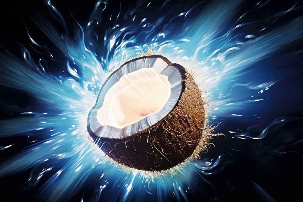 Airbrush art of a coconut produce fruit plant.