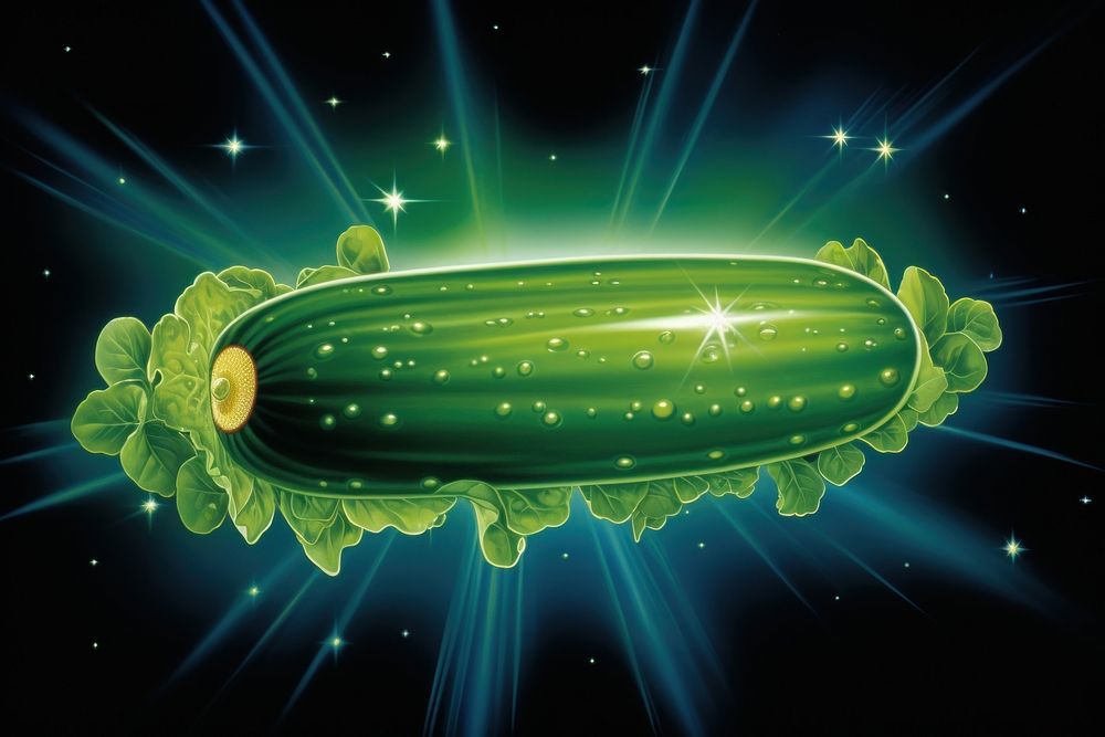 Airbrush art of a cucumber vegetable outdoors produce.