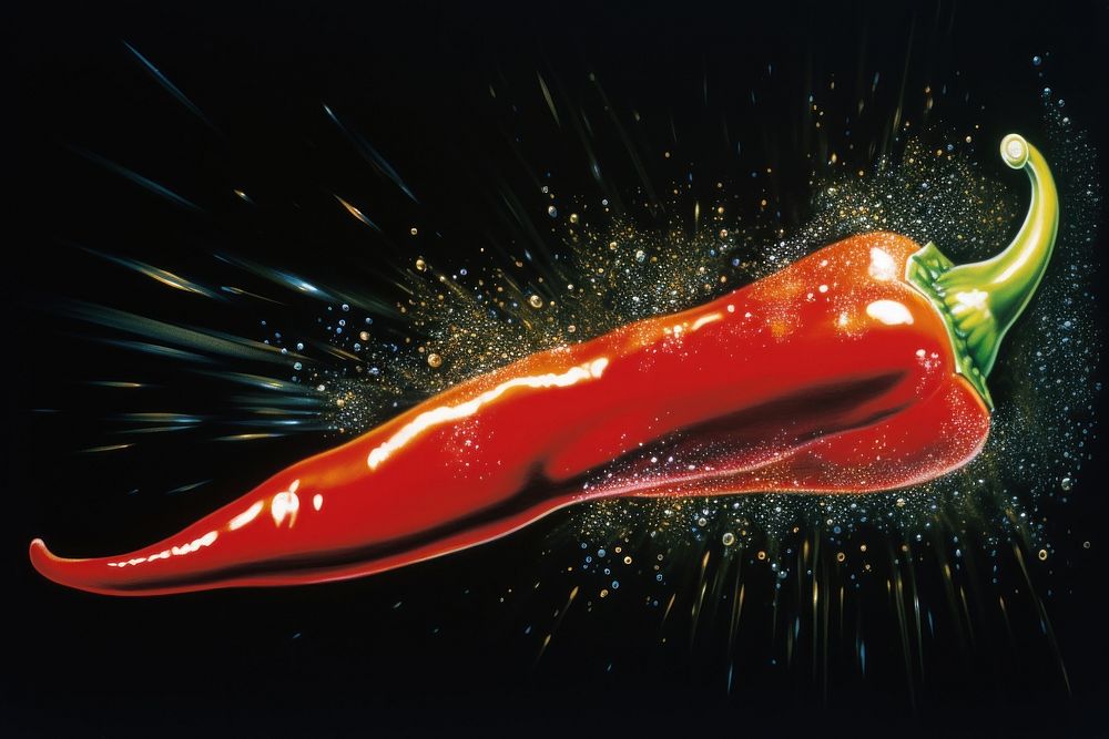 Airbrush art of a hot pepper vegetable produce ketchup.