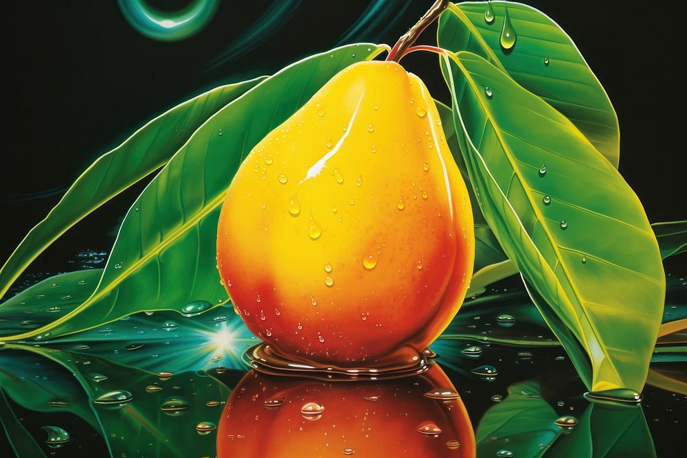 Airbrush art of a mango produce fruit plant.