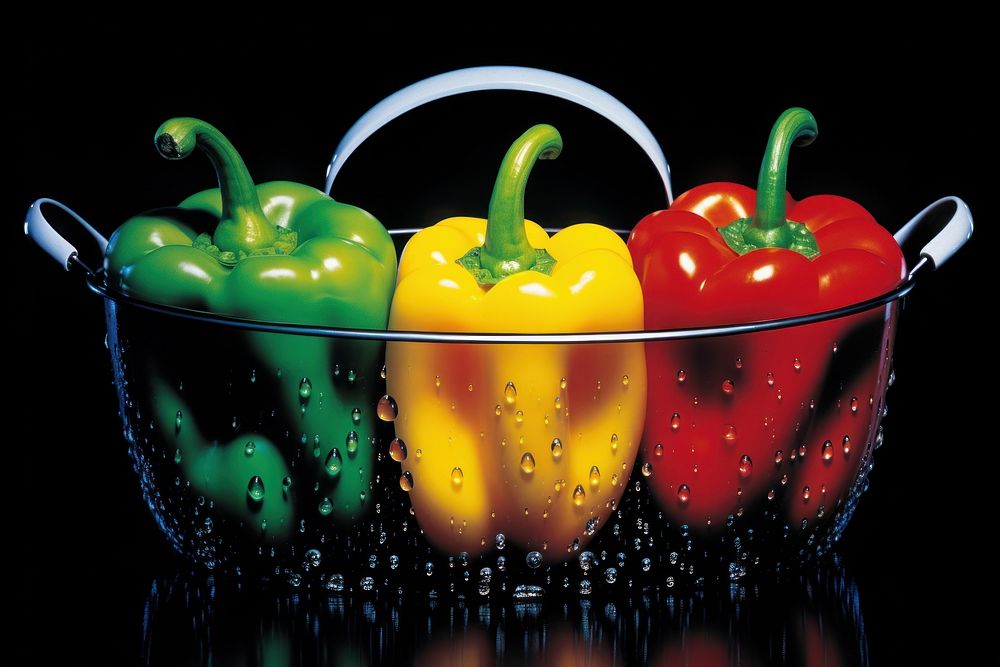 Airbrush art of a peppers vegetable festival produce.