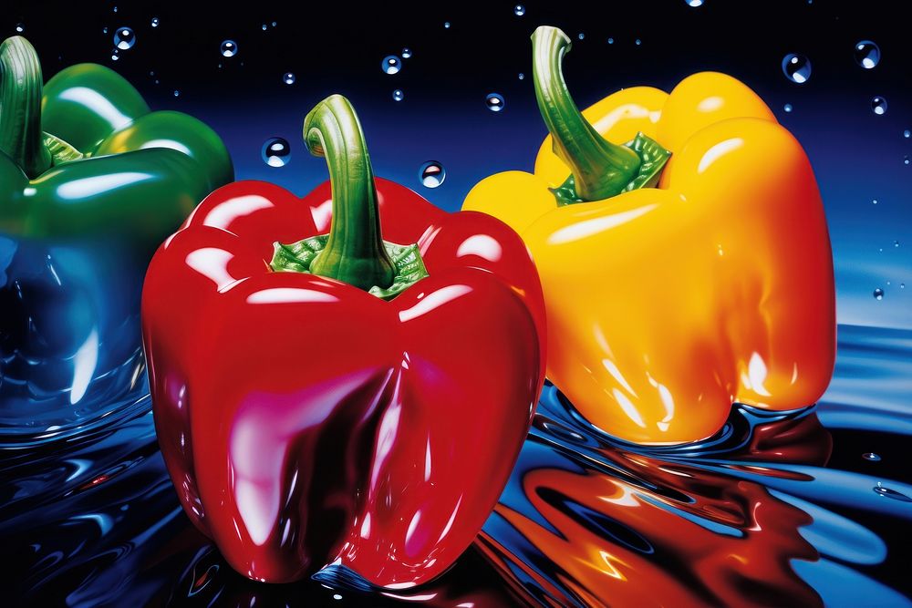 Airbrush art of a peppers vegetable produce ketchup.