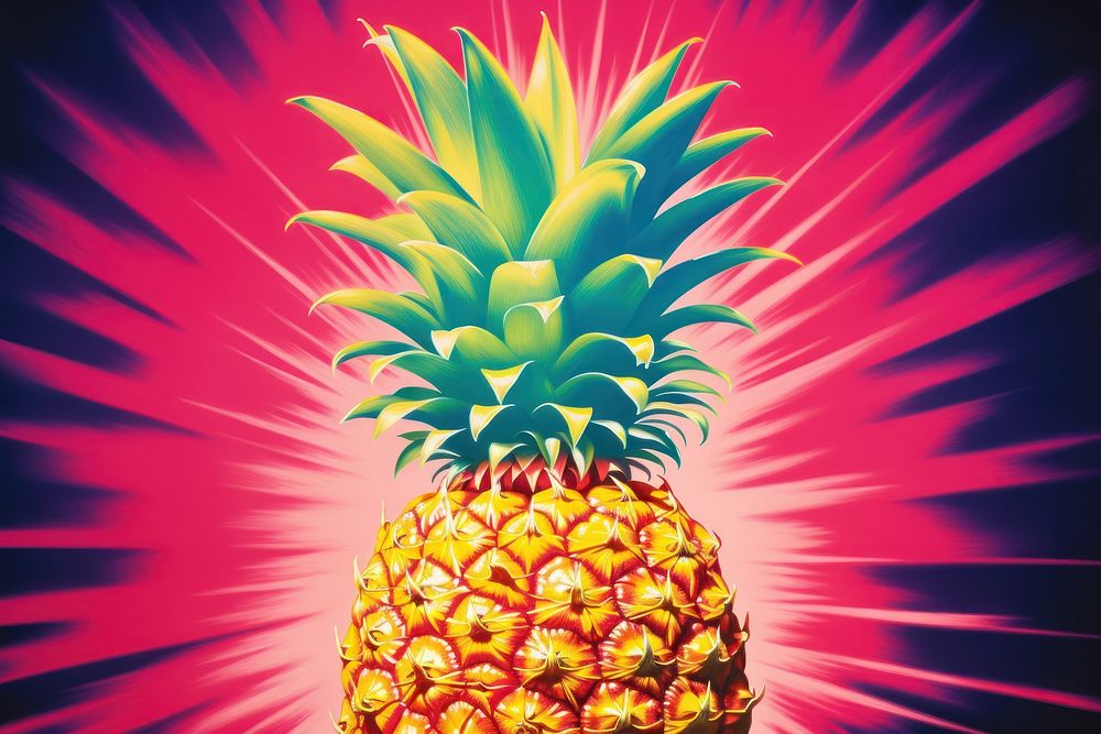 Airbrush art of a pineapple produce fruit plant.