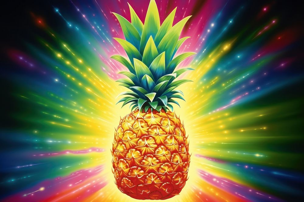 Airbrush art of a pineapple produce fruit plant.