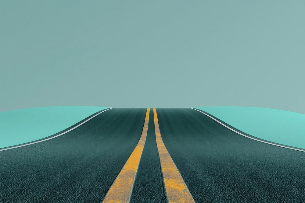 Empty road 3d render with lines highway backgrounds outdoors.