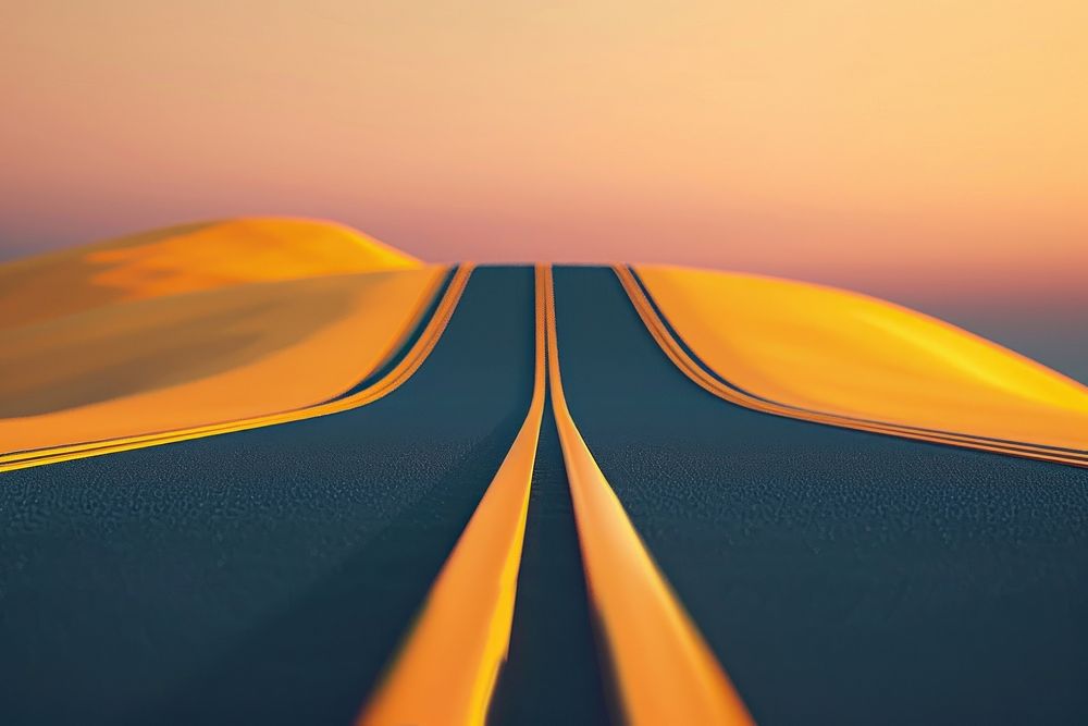 Empty road 3d render with lines outdoors horizon nature.