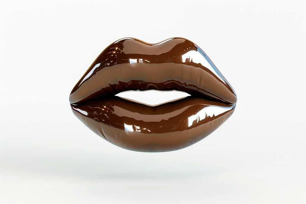 Brown mouth chocolate white background confectionery.