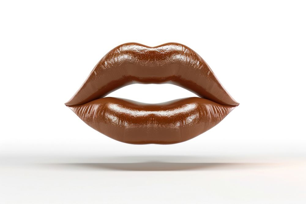 Brown mouth lipstick white background cosmetics.