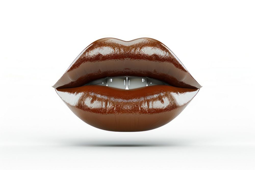Brown mouth lipstick white background cosmetics.