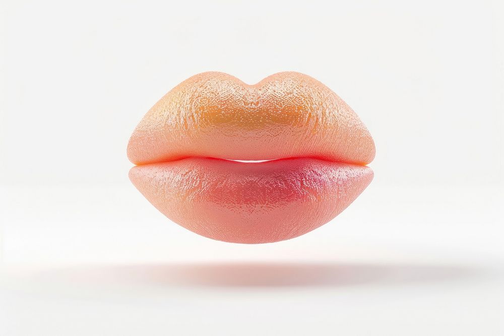 Peach mouth lipstick white background cosmetics.
