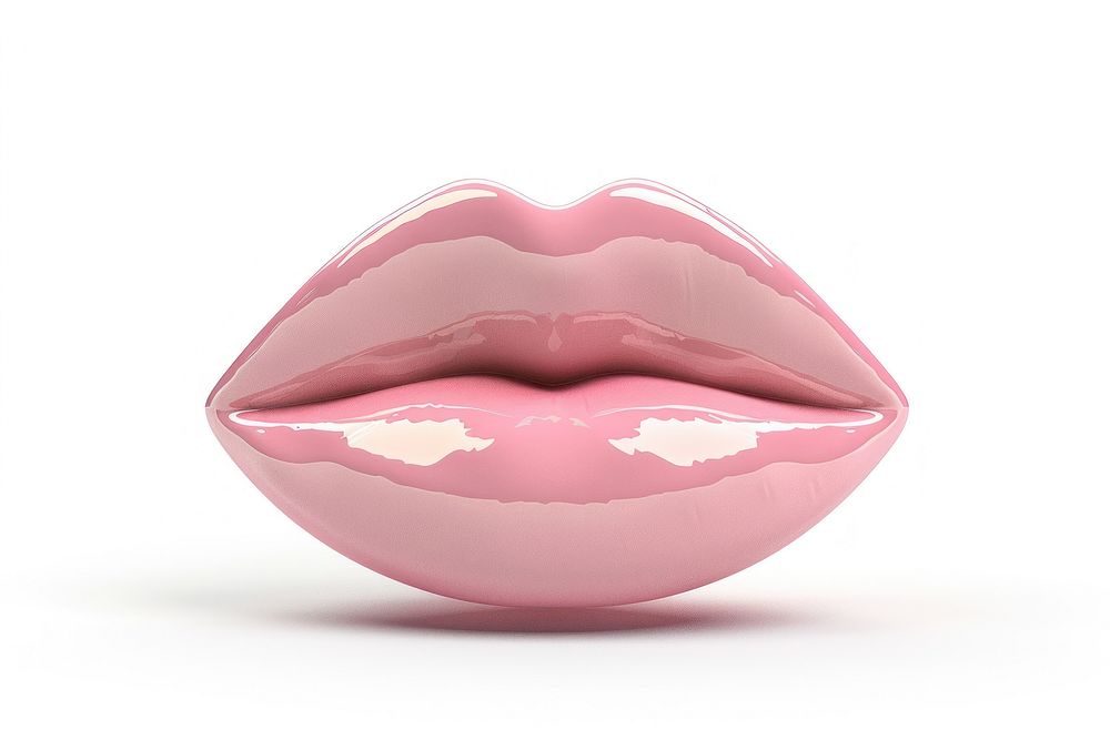 Pink mouth lipstick white background cosmetics.