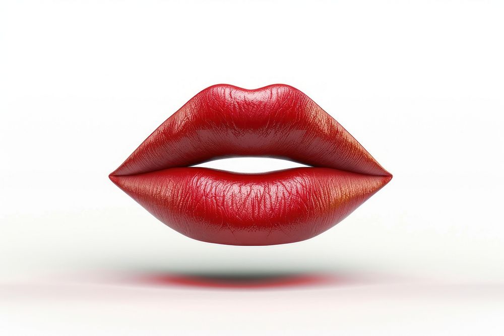 Red lips cosmetics lipstick white background.