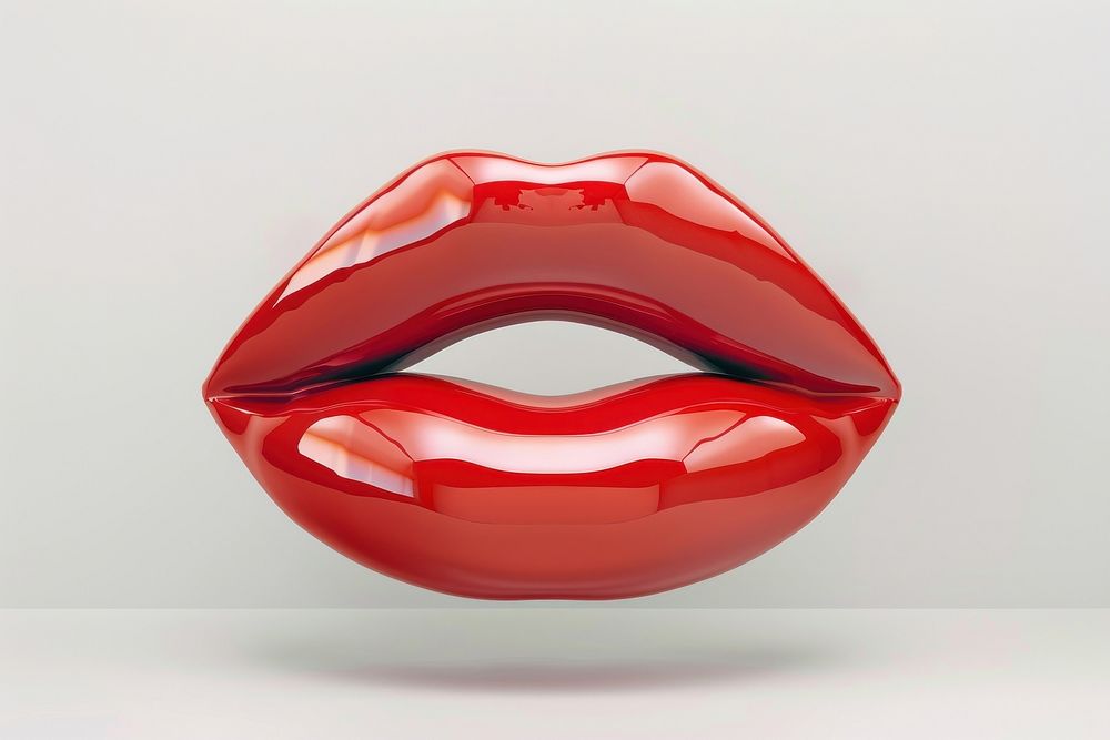 Red mouth lipstick cosmetics circle.
