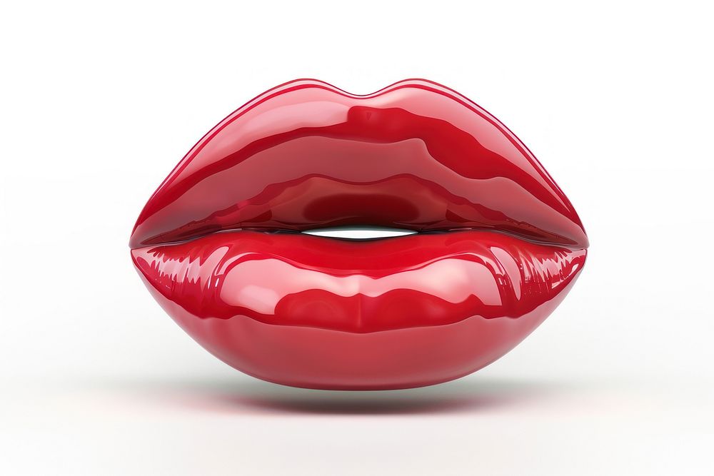 Red mouth lipstick white background cosmetics.