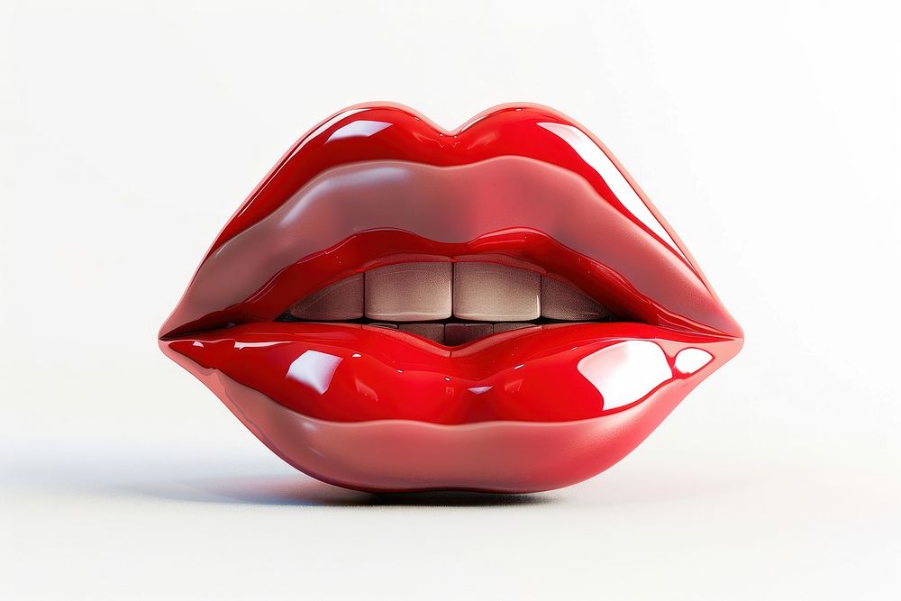 Red mouth lipstick white background cosmetics.
