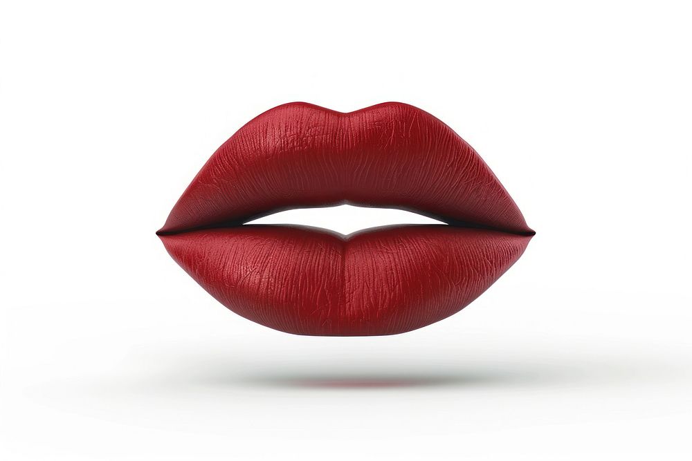 Red velvet color lips lipstick white background cosmetics.