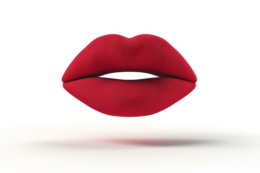 Red velvet color lips lipstick white background moustache.