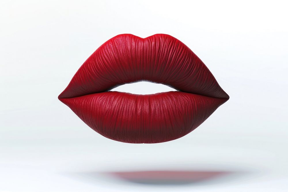 Red velvet color lips lipstick white background cosmetics.