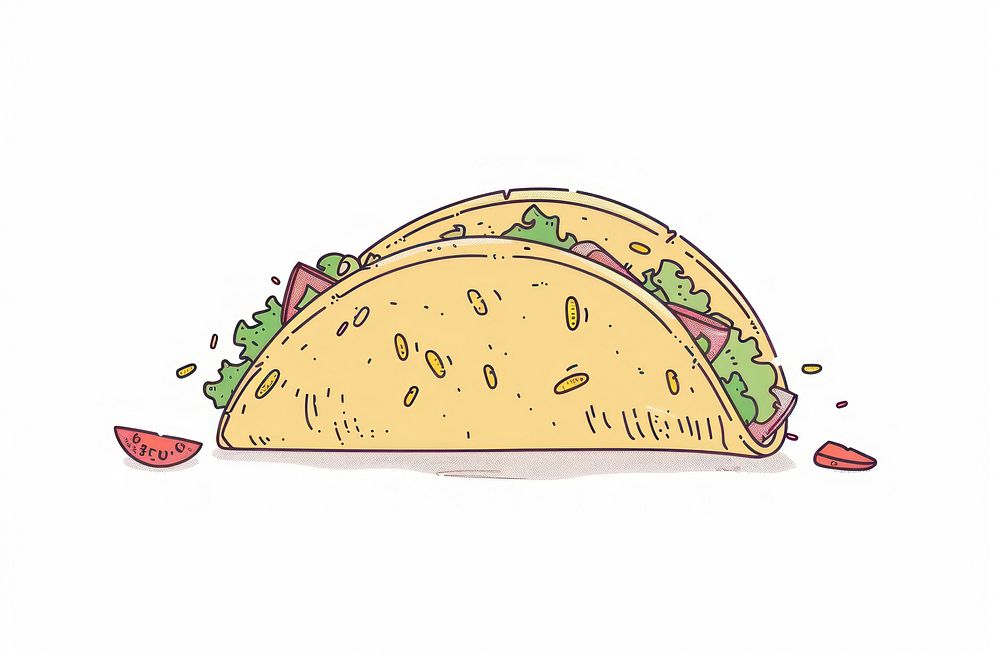 Taco flat illustration food.