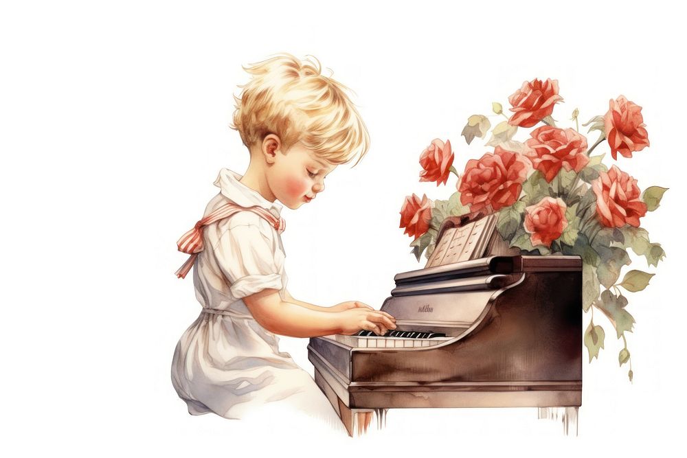 Piano kid playing piano recreation.