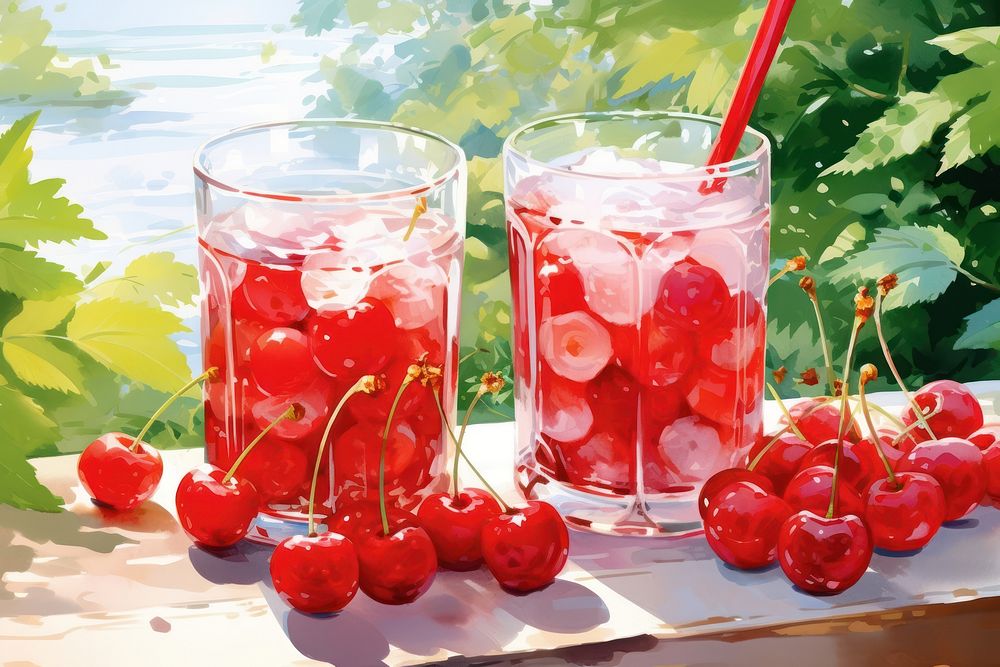 Drink beverage produce cherry.