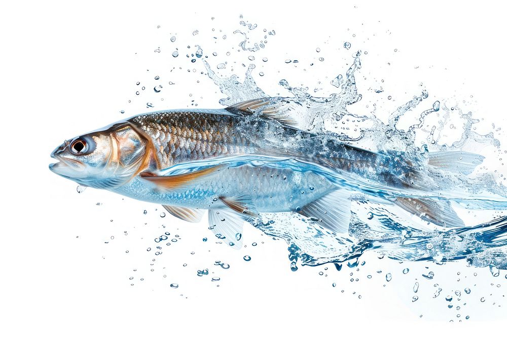 Water splash in fish shape seafood herring animal.