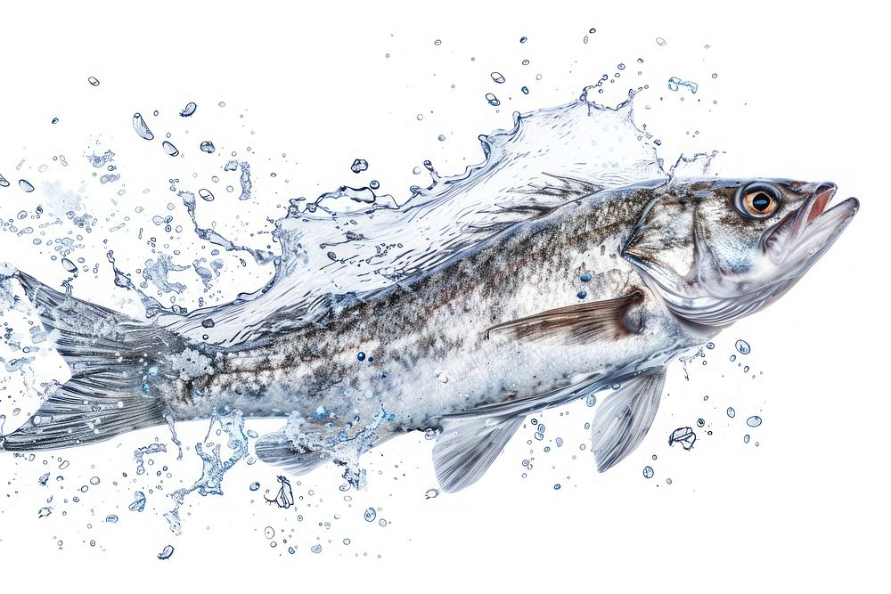 Water splash in fish shape seafood herring animal.