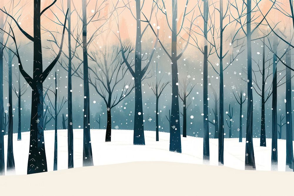 Winter forest illustration art vegetation landscape.