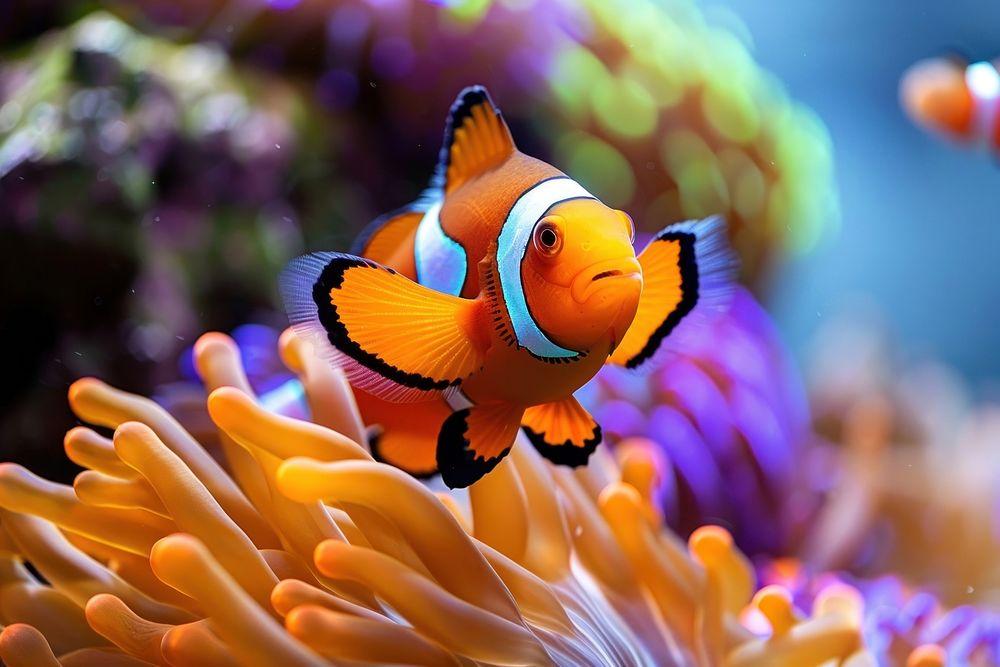 Clown anemonefish invertebrate amphiprion outdoors.