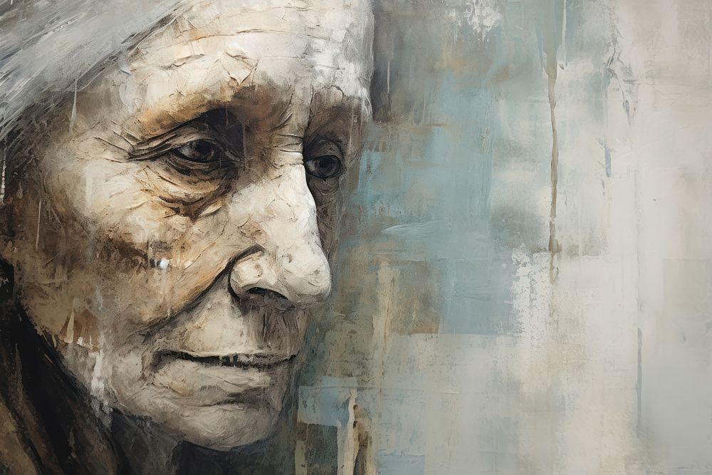 Old woman portrait painting art photography.