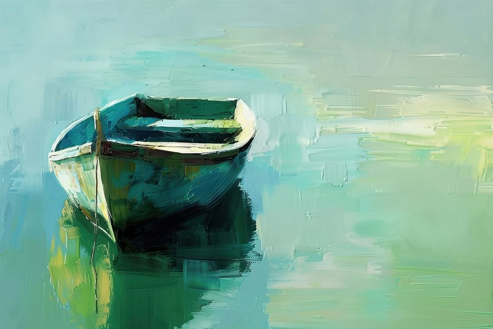 A boat among the sea painting art transportation.