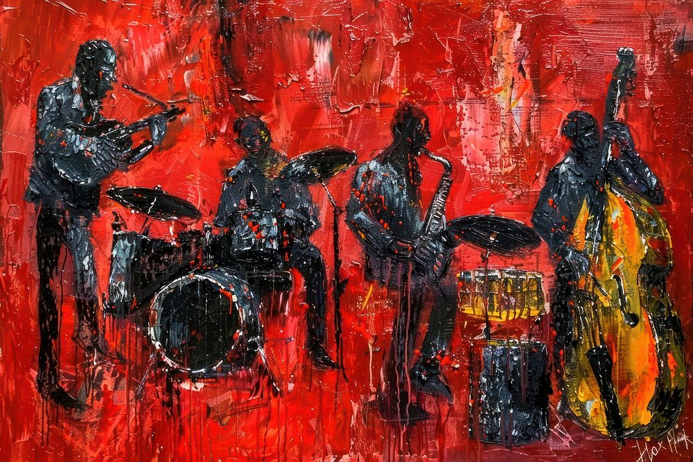 A night jazz bar painting art performer.