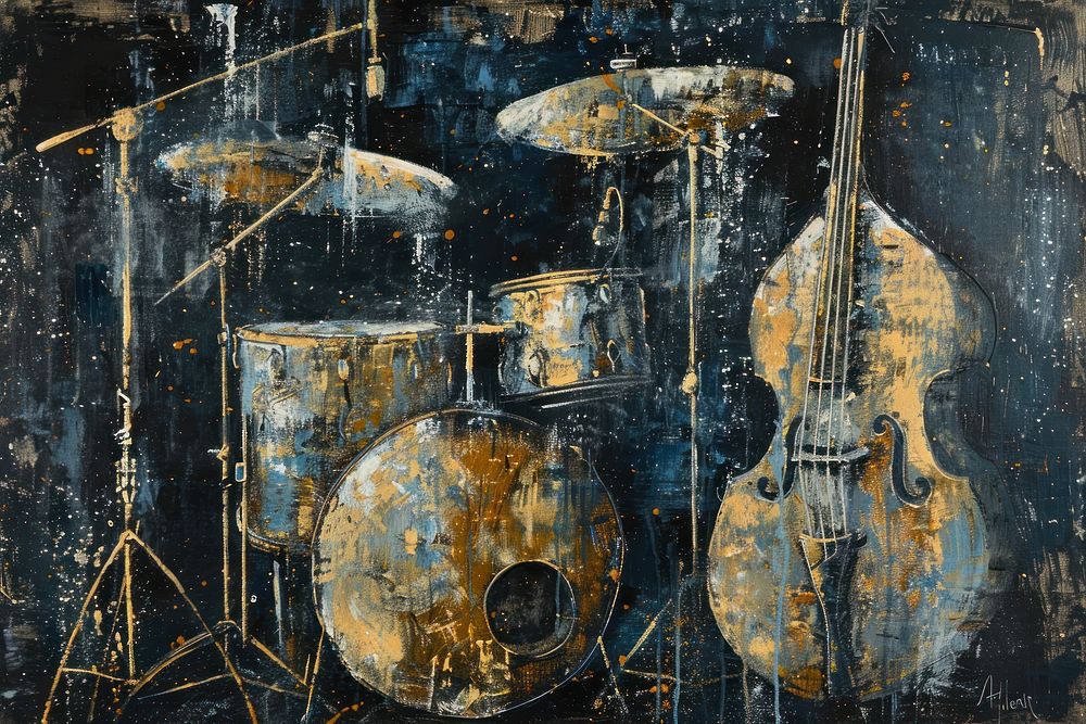 A night jazz bar piano painting art invertebrate.