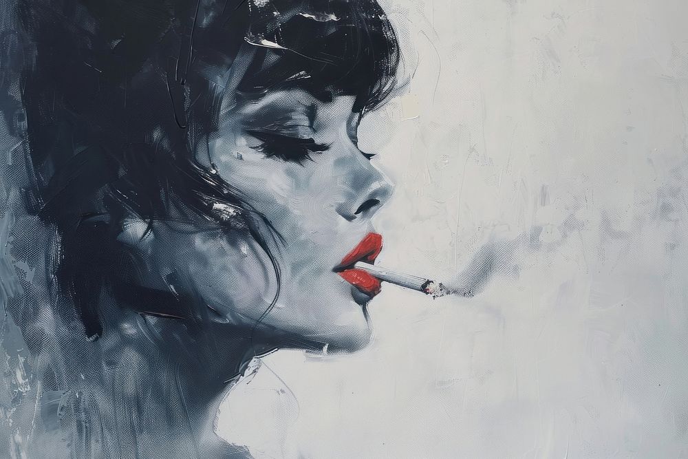 A women luxury with a cigarette painting art photography.