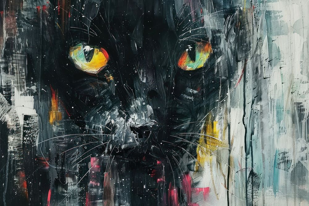Blackcat painting art wildlife.