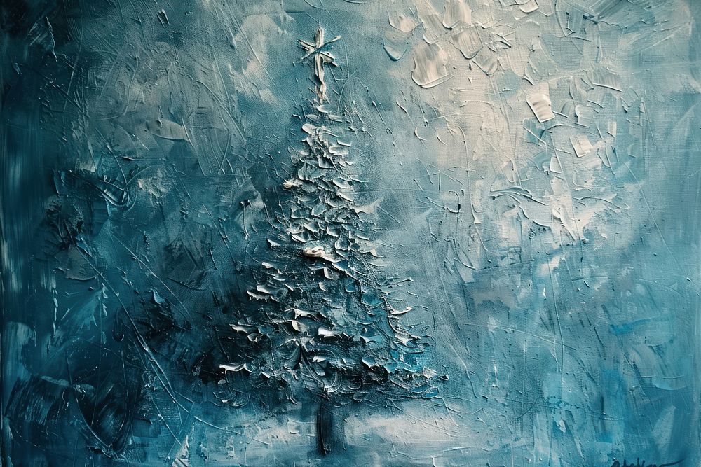 Christmas tree painting art blackboard.